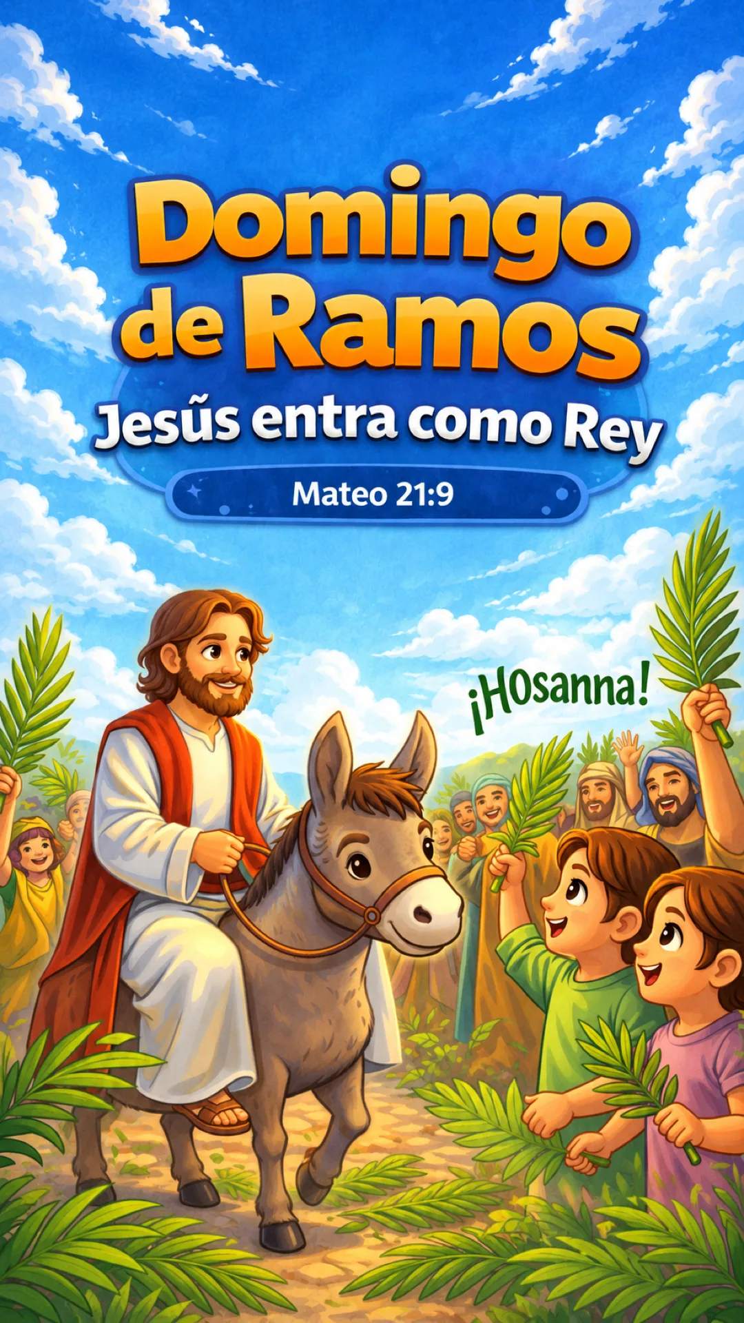 Portada de la clase bíblica Domingo de Ramos: Jesús entra como Rey
