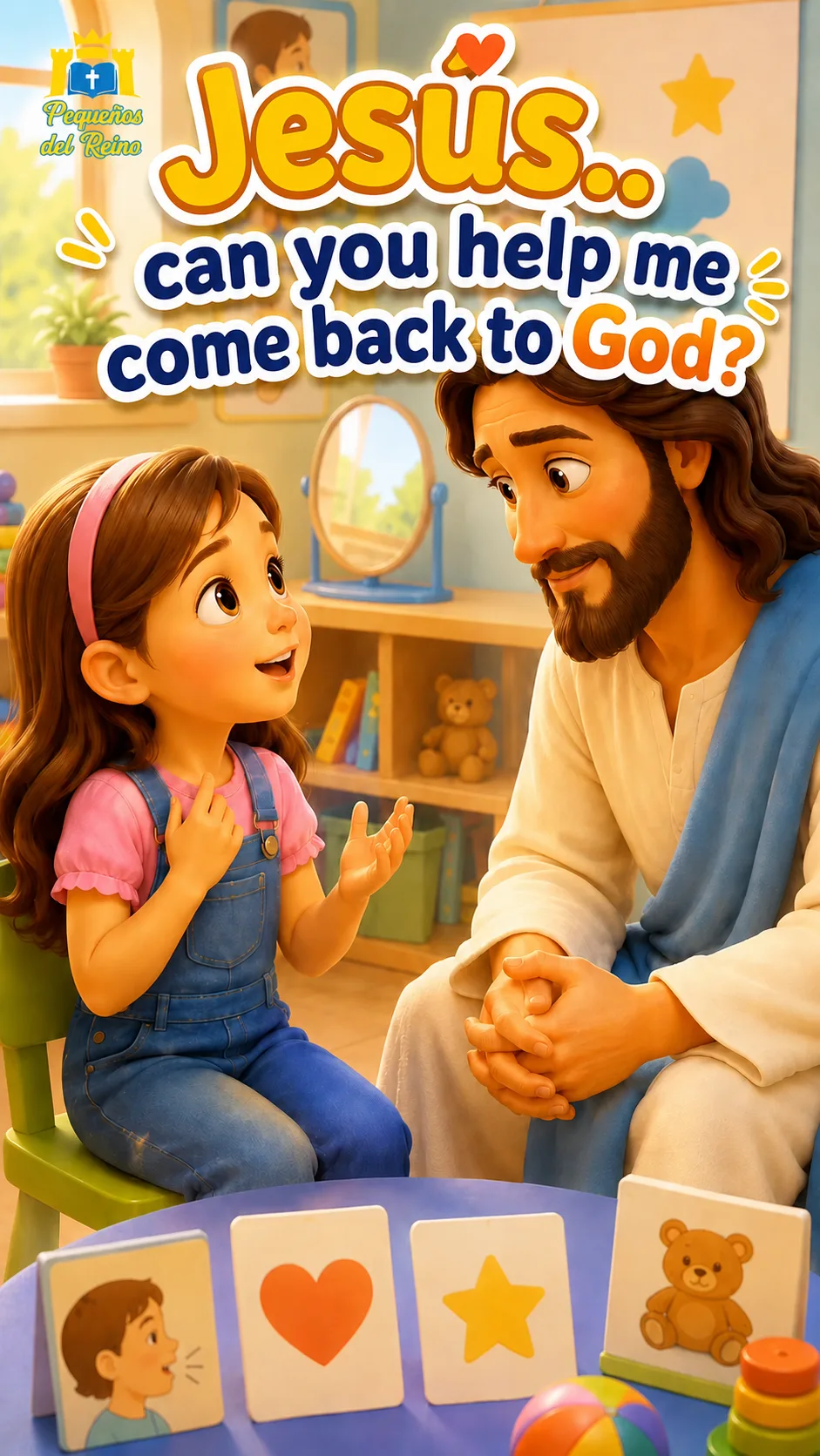 Question for Jesus illustration Jesus... can you help me return to God? 💛