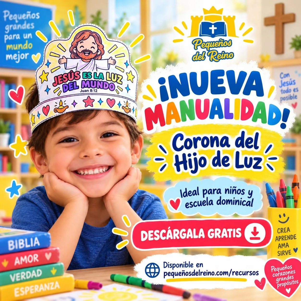Portada de la clase bíblica Corona del Hijo de Luz: manualidad bíblica para niños para imprimir gratis