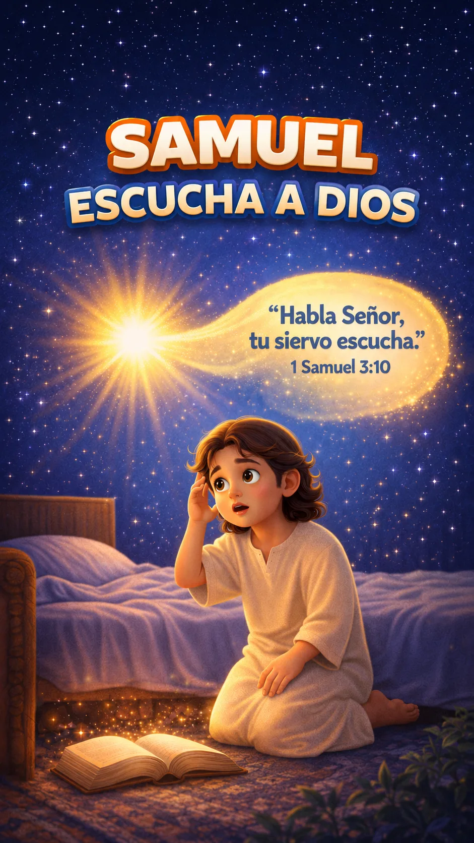 Portada de la clase bíblica Samuel escucha a Dios: clase bíblica para niños